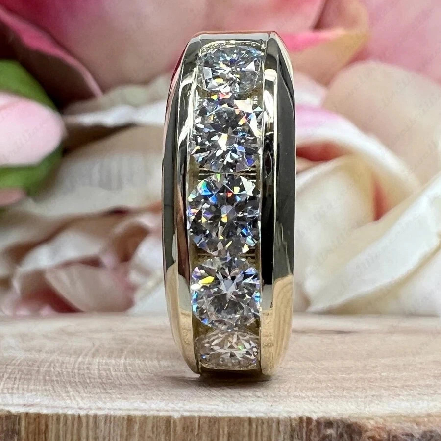 2.25 Ct Certified Round Cut White Diamond 5-Stones Men’s Ring In 925 Silver