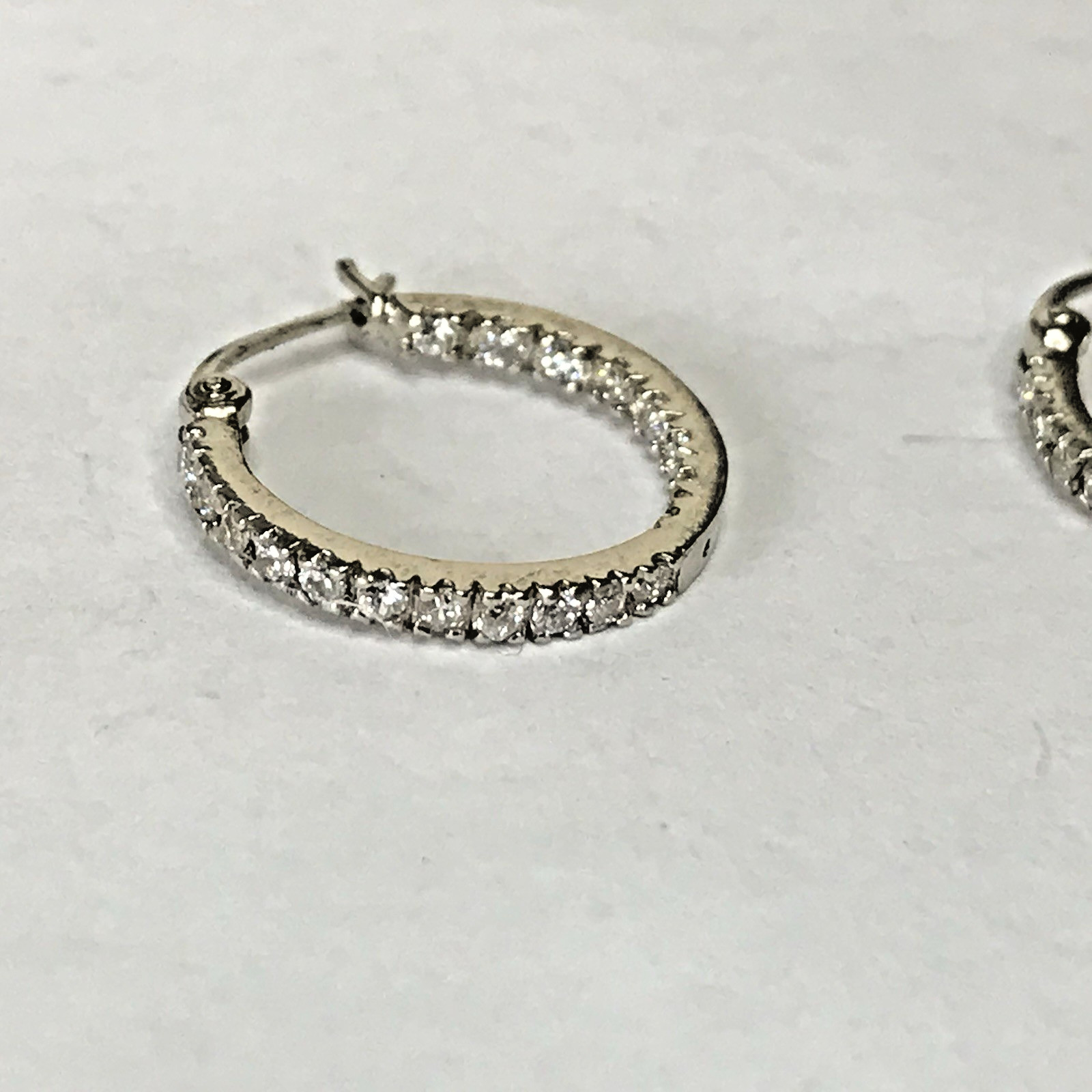 Sterling Silver Cubic Zirconia Inside-Out 17mm Hoop Earrings 2.3grams