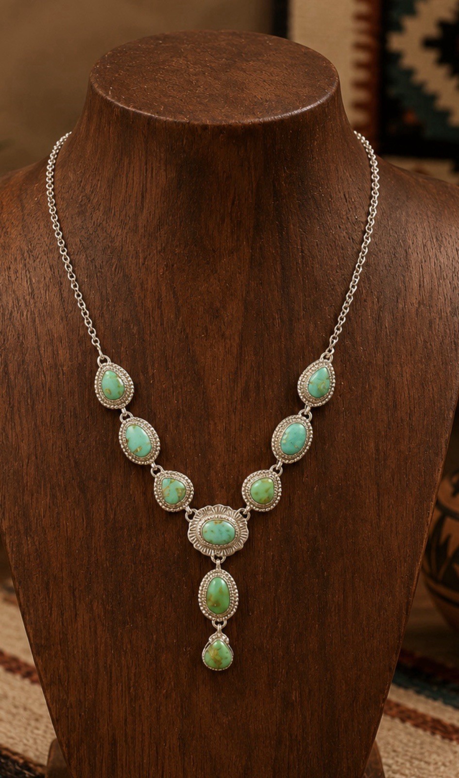Lariat Necklace Handmade Sterling And Kingman Turquoise