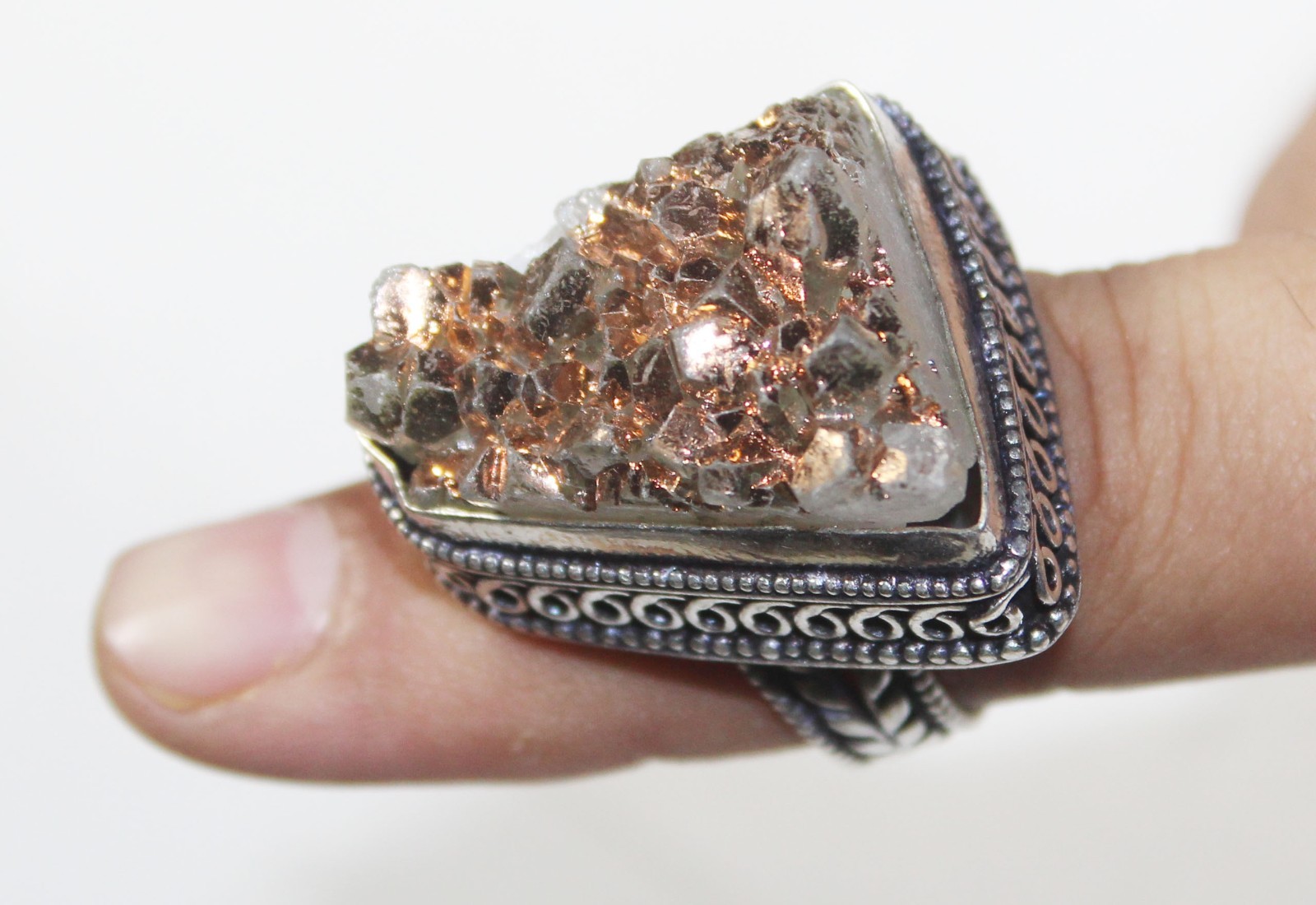 Titanium Druzy Fancy Shape Gemstone Handmade Ring Jewelry Ring Size 6 Inches