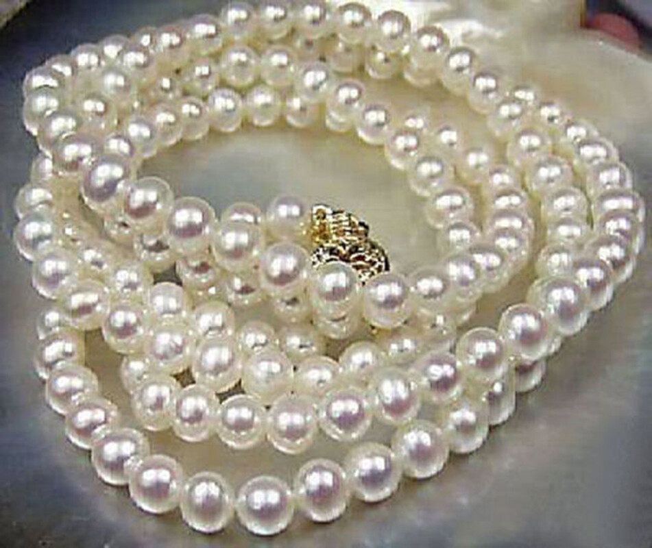 Long 16″ 18″ 22″ 25″ 36″ 50″ 7-8mm Natural White Akoya Cultured Pearl Necklace
