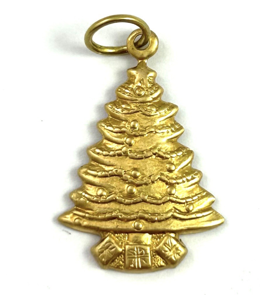 Christmas Tree Charm Pendant For Women Brass Metal Stamping Holiday Jewelry
