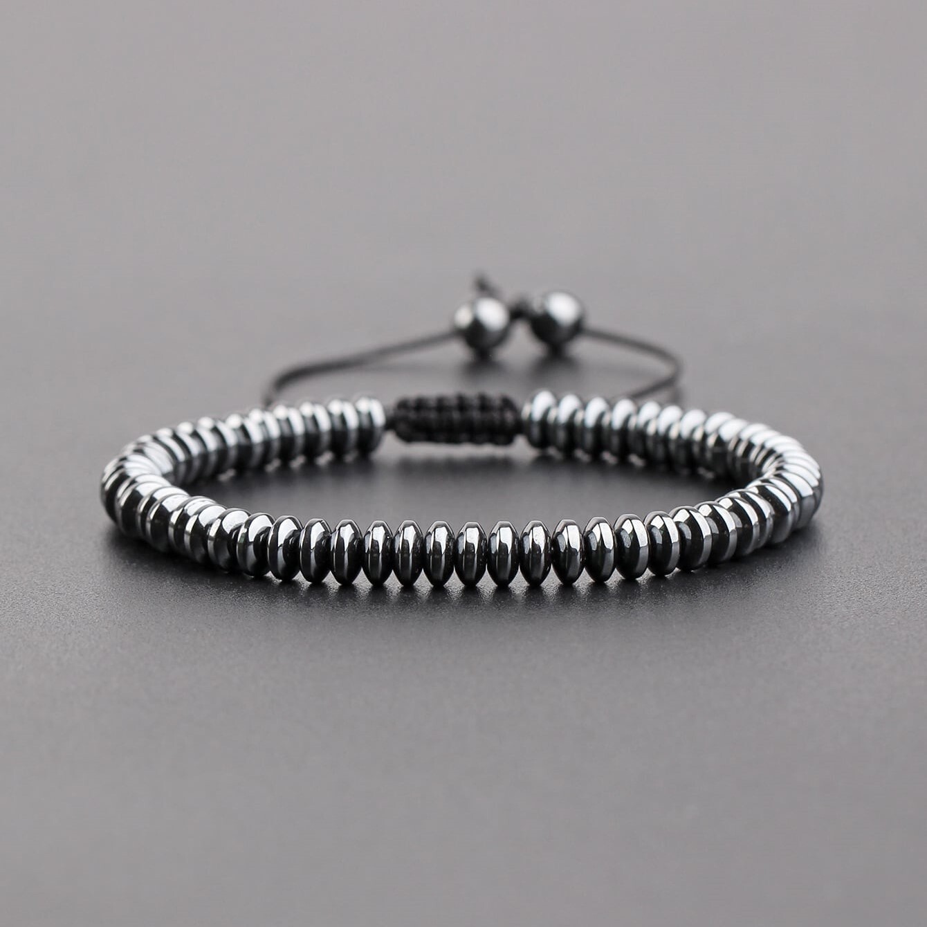 Natural Hematite Rondelle Beads Bracelet Hematite Gemstone Bracelet Handmade