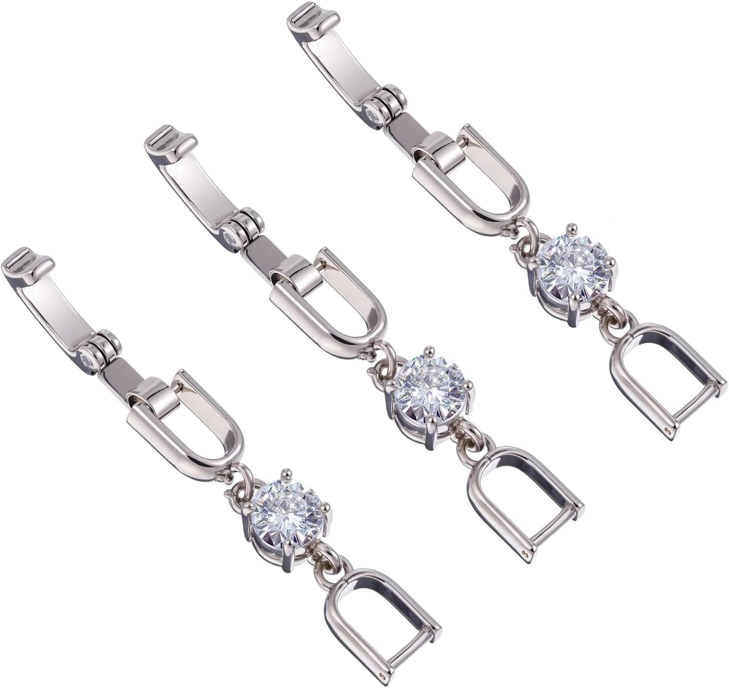 3 Pcs Bracelet Extender Silver Necklace Extenders for Women Crystal Rhinestone F