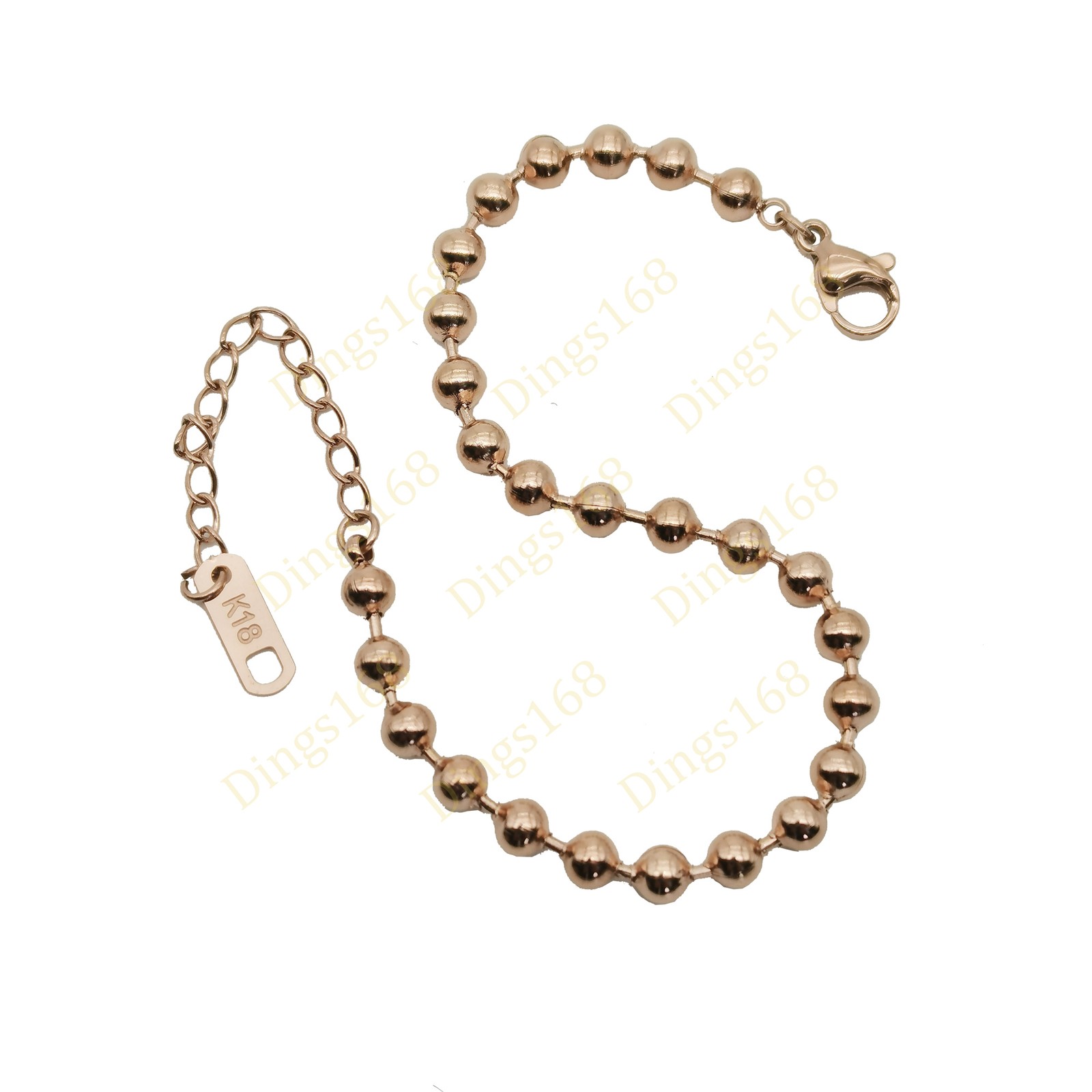 Genuine 18K Rose Gold Filled Nickel/Lead-Free 6″/8″ inch 4mm Bead Chain Bracelet