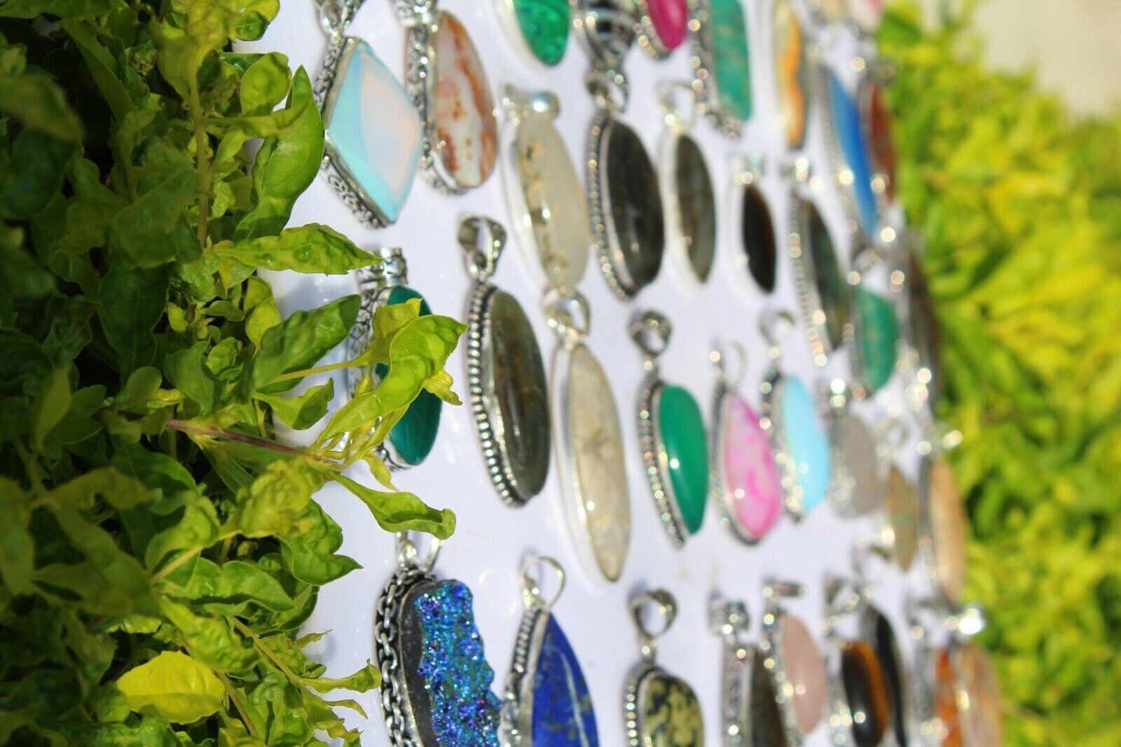 Exclusive !! Agate & Mix Gemstone 925 Sterling Silver Plated 25 PCs Pendants Lot