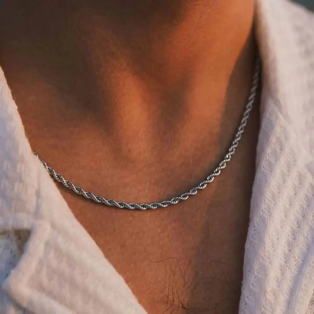 lot 2.4/3/4mm Stainless Steel Twisted Rope Chain Necklace for Men Women