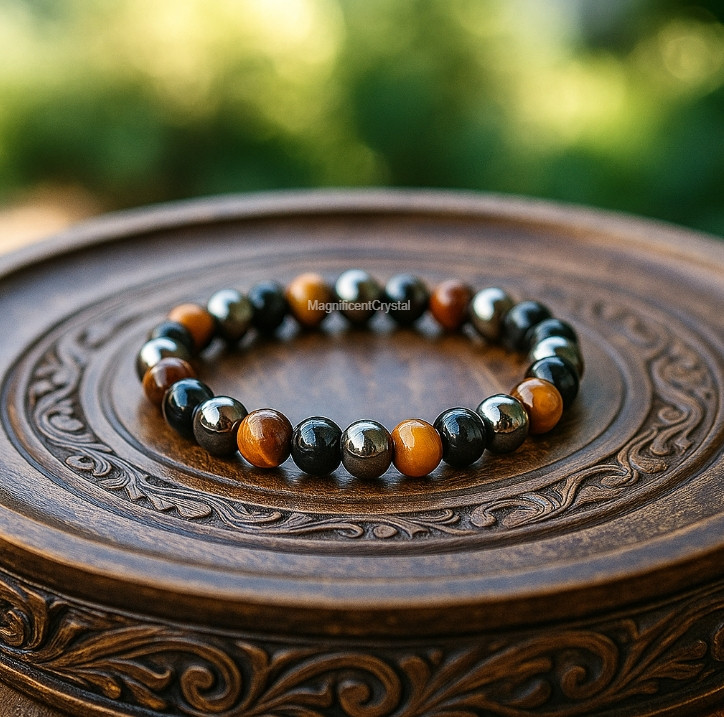 High-Quality Protection Stretch Bracelet Tiger Eye Black Obsidian Hematite Women