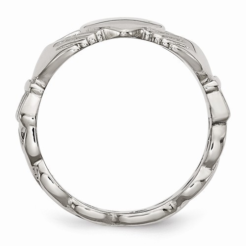 CHISEL BRAND STAINLESS STEEL BRAIDED CLADDAGH WEDDING BAND / RING- SIZE 6