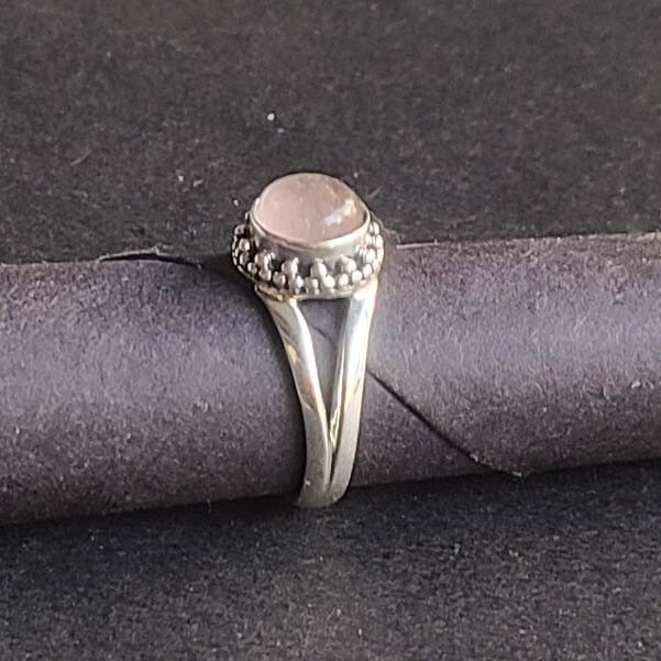 Natural Rose Quartz 925 Sterling Silver Handmade Dainty Ring All Size Available