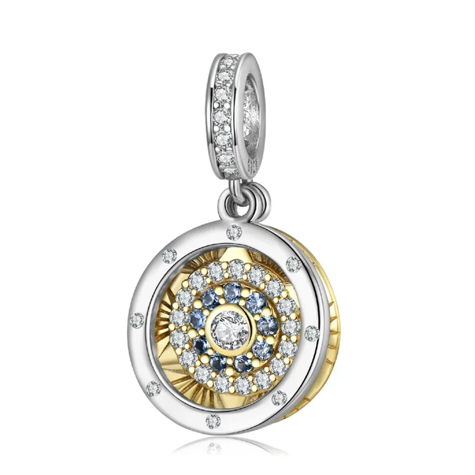 Compass Dangle Charm For Bracelet, Gold Compass Charm, Travel Charm
