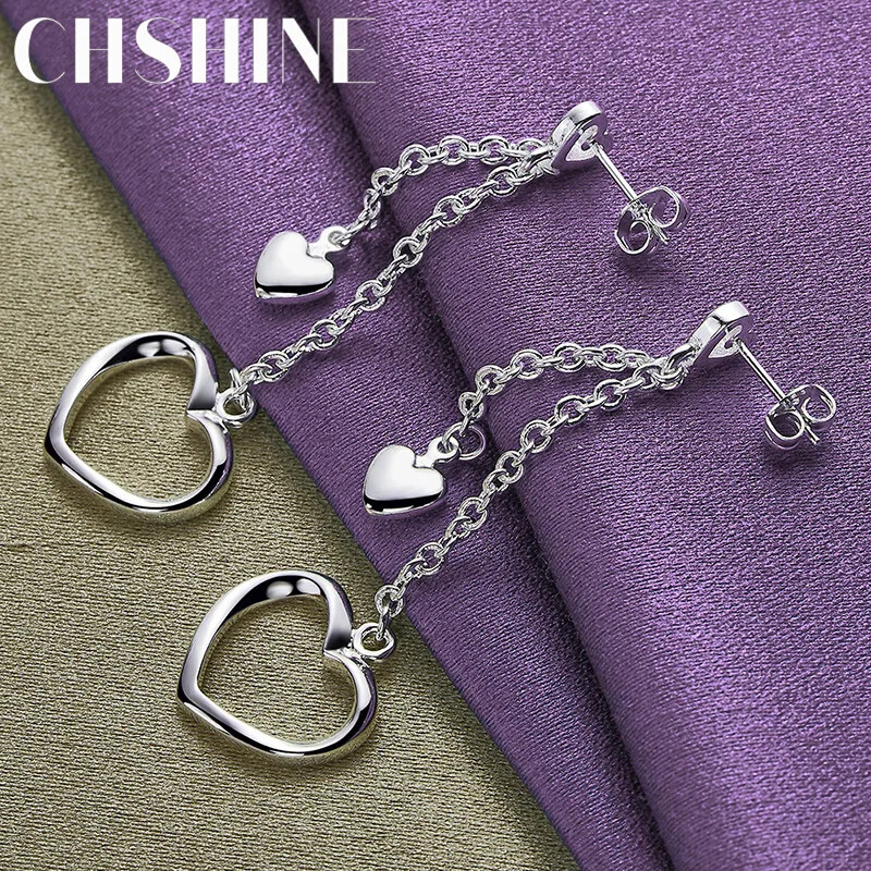 CHSHINE 925 Sterling Silver Heart Frame Earrings For Women Fashion Charm Jewelry