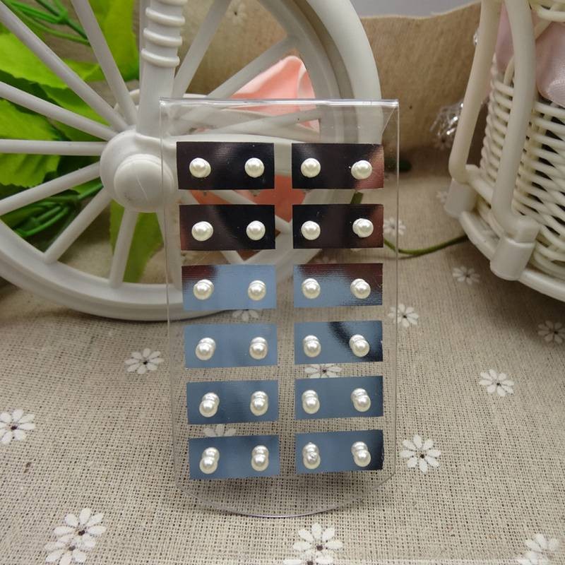 12 Pairs Of Jewelry Imitation Pearl Resin Plastic Ductile Iron Needle Earrings