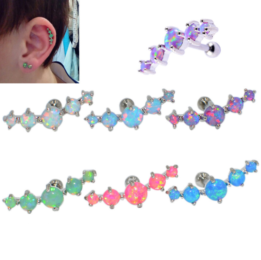 1 Pc Climber Crawler Opal 316L Surgical Steel Screw Back Stud Body Earrings S10