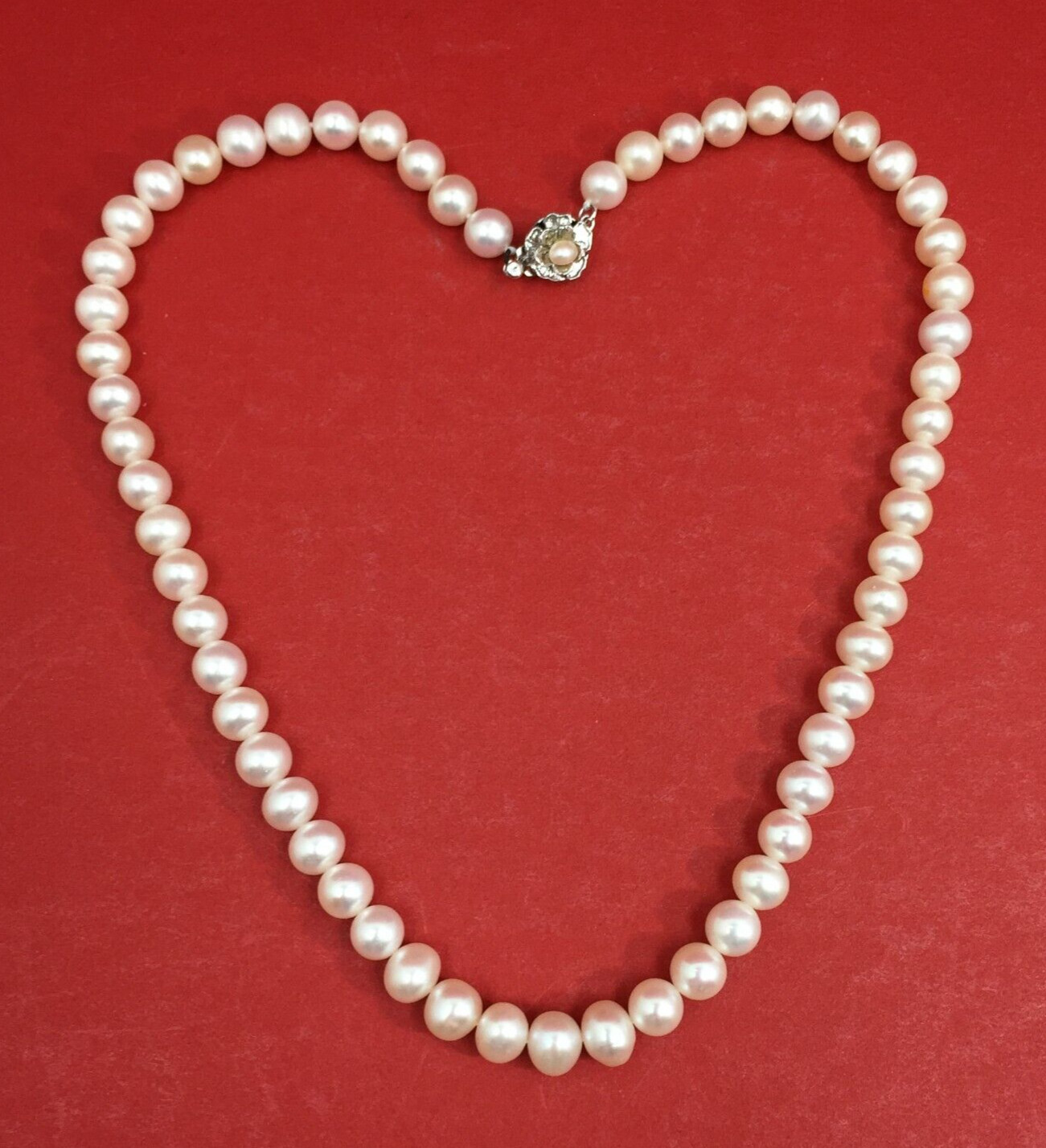 Pearl White cultured, Strand String 17 inch, 8 mm Diam Pearls, 46g, unmarked