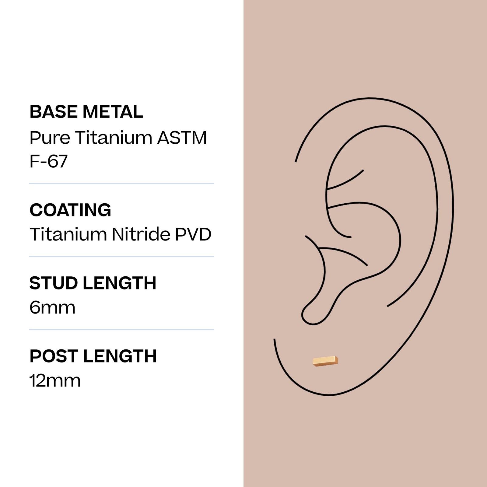 | Titanium Stud Earrings for Women – Mini Isla Gold | Implant Jewelry for Sen…