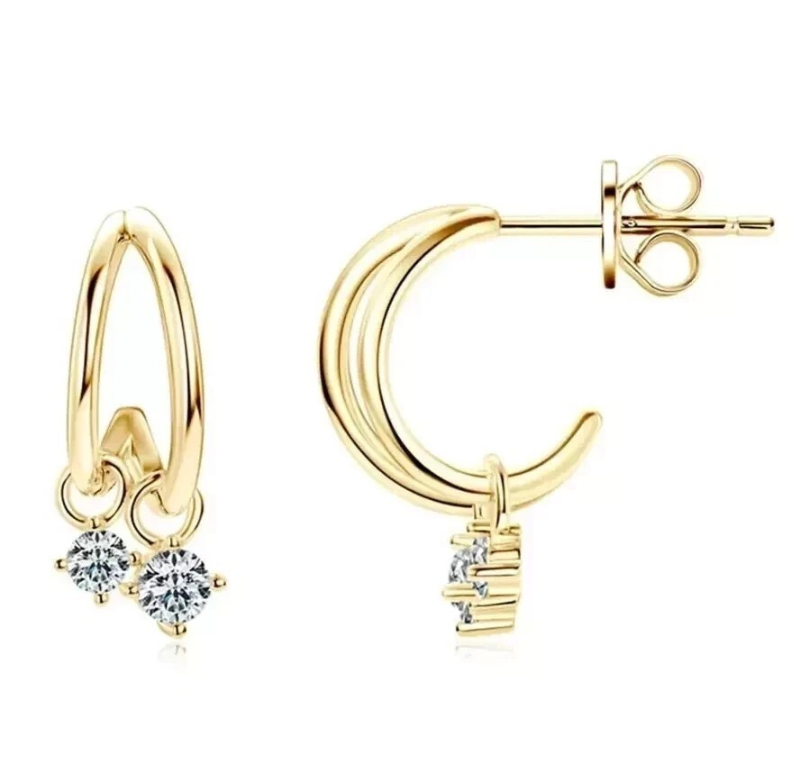 1.00Ct Round Cut Simulated Diamond Drop Dangle Earrings 14k Yellow Gold Plated