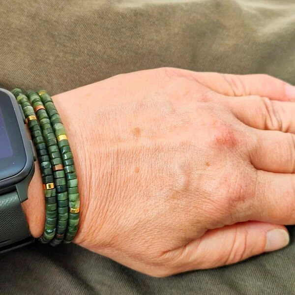 8mm Green Nephrite Jade Beaded Healing Protection Women Men Bracelet Handmade