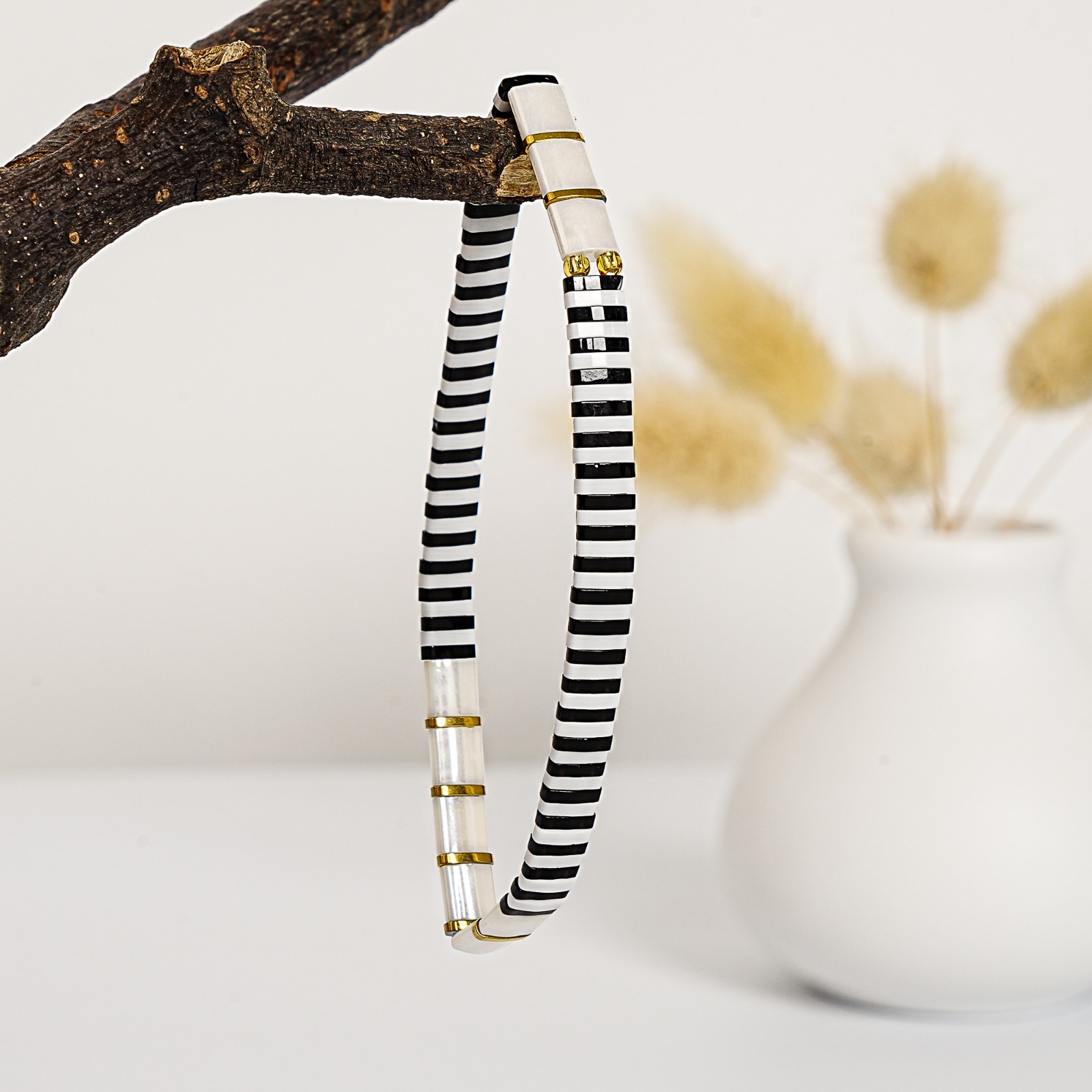 Tile Tila Bracelet,Stackable Boho Glass Bead Bracelets,Summer Jewelry-DESERT