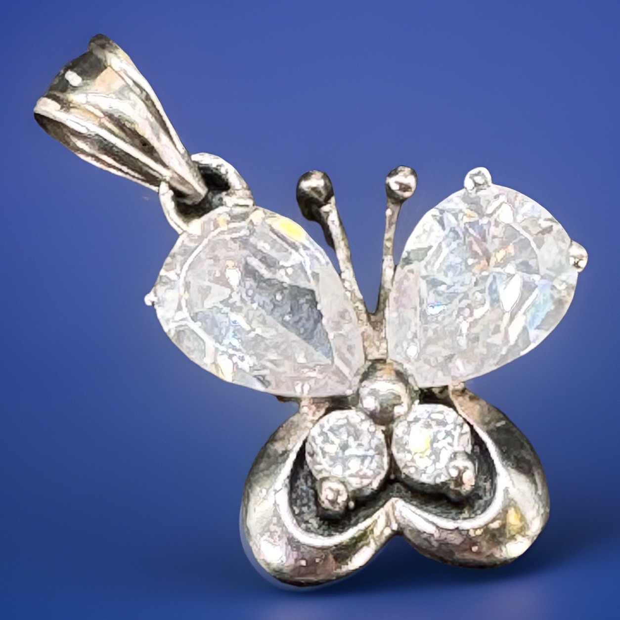 Butterfly Pendant Sterling Silver With Cubic Zirconia Spring Outdoors Cute