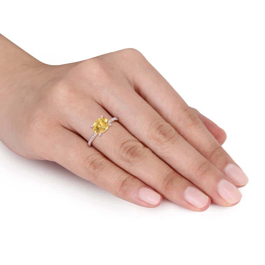 AMOUR 1 5/8 CT TGW Oval-cut Citrine and 1/10 CT TW Diamond Ring In 10K Yellow