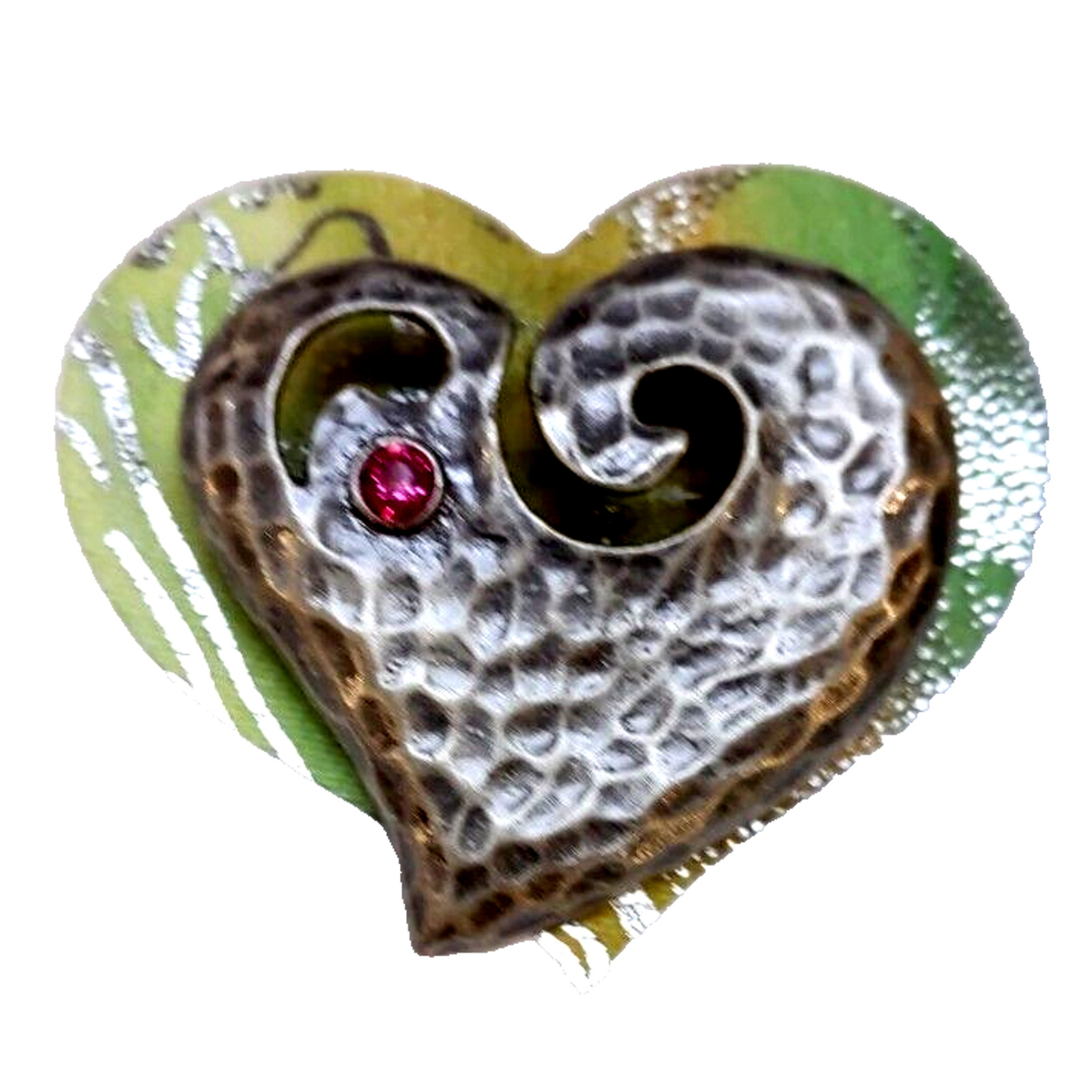 2007 Patricia Darling Dash Heart Pin Brooch With Blank Inside Card NEW Worn Box