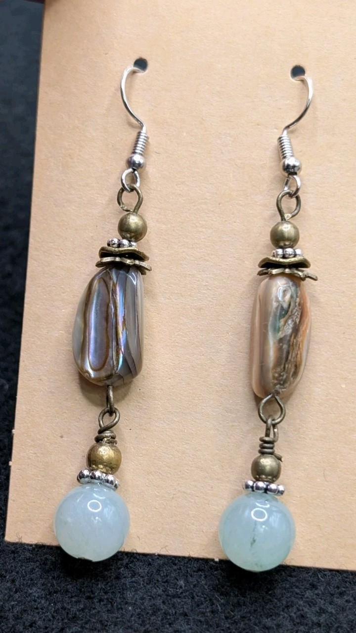 Women’s Artisan Stylish Boho Fun Mixed Beaded Drop Dangly Hook Earrings 🤎🩶🤍🩵
