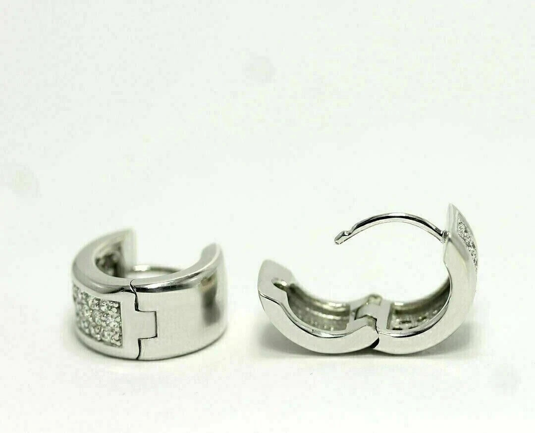 925 Sterling Silver 2Ct Lab Created Diamond Round Cut Huggie Hoop Earrings Real