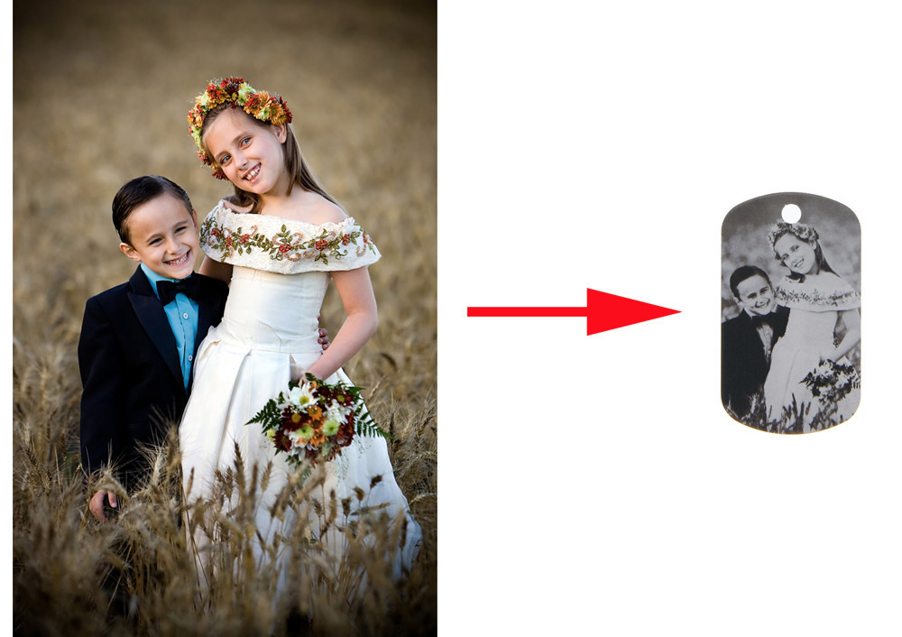 CUSTOM MADE PERSONALIZED PHOTO LASER DOG TAG PICTURE PENDANT w/ 24″ BALL CHAIN