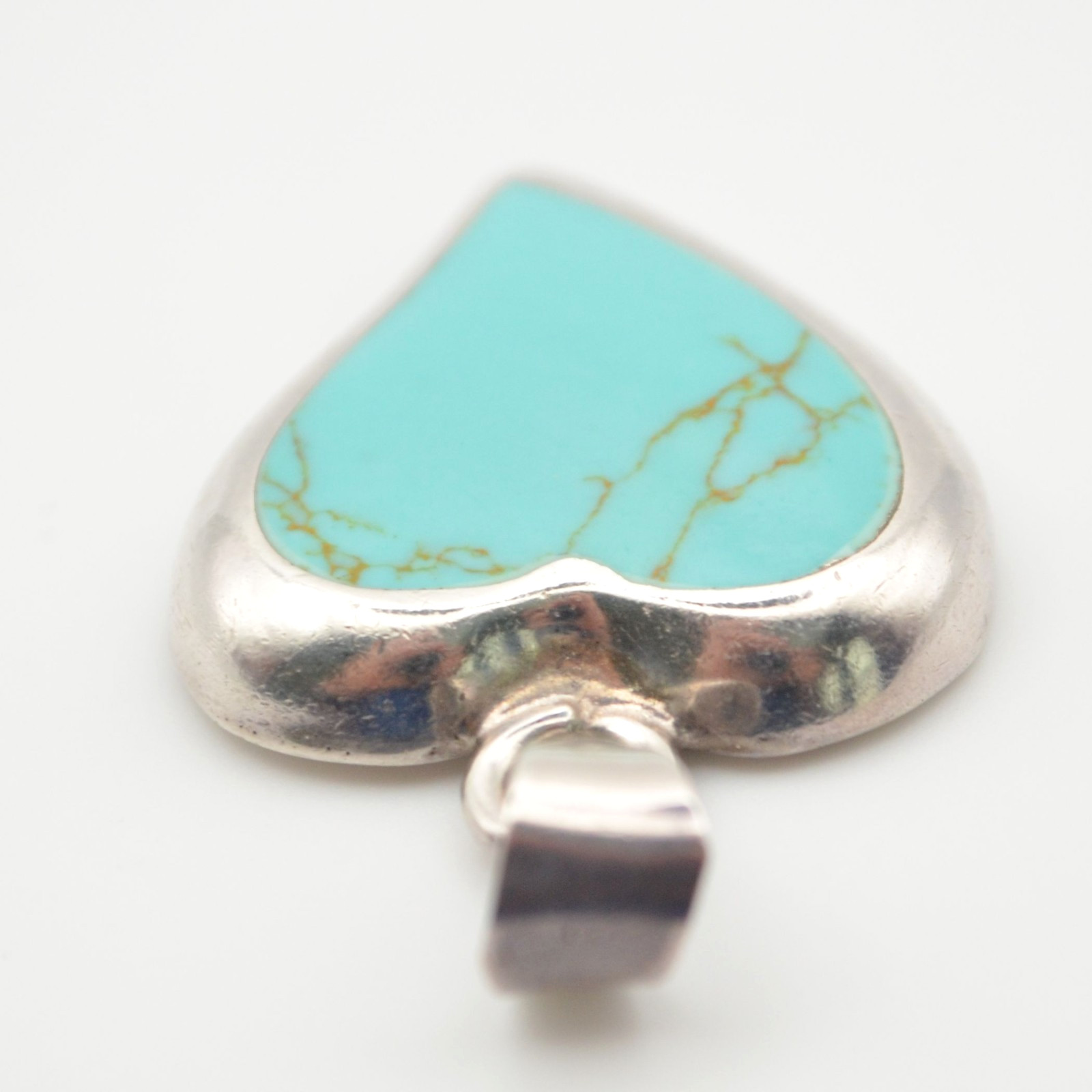 Mexican Sterling Silver Turquoise Heart Pendant & Teardrop Earrings Set 925 ATI