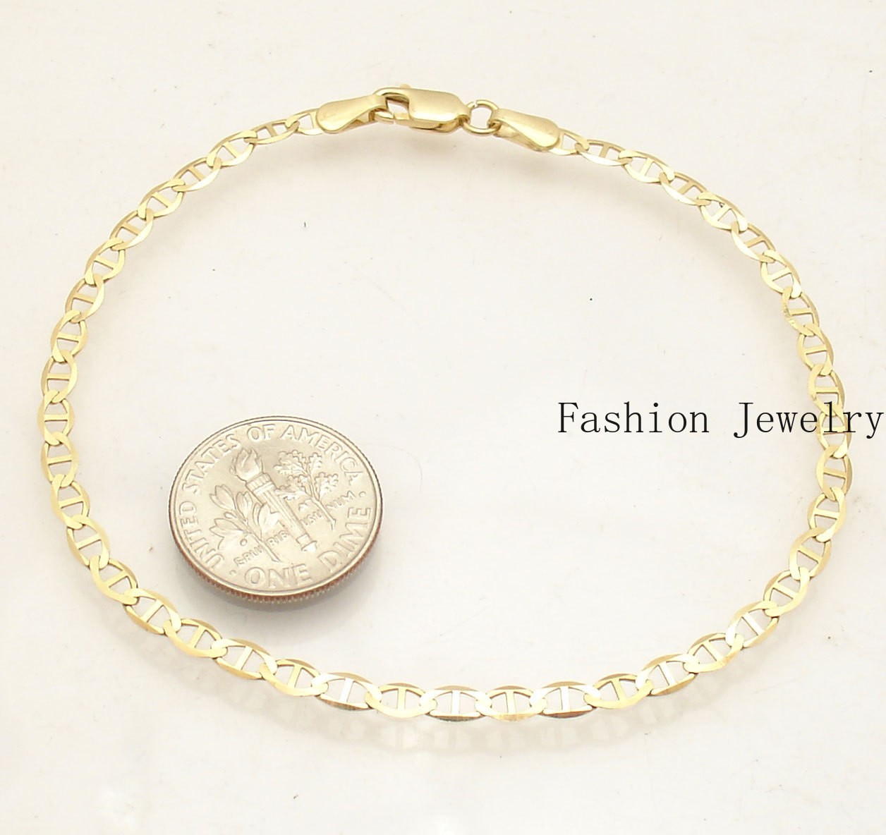 Solid LinkAnchor Link Chain Bracelet Real 10K Yellow Gold ALL SIZES