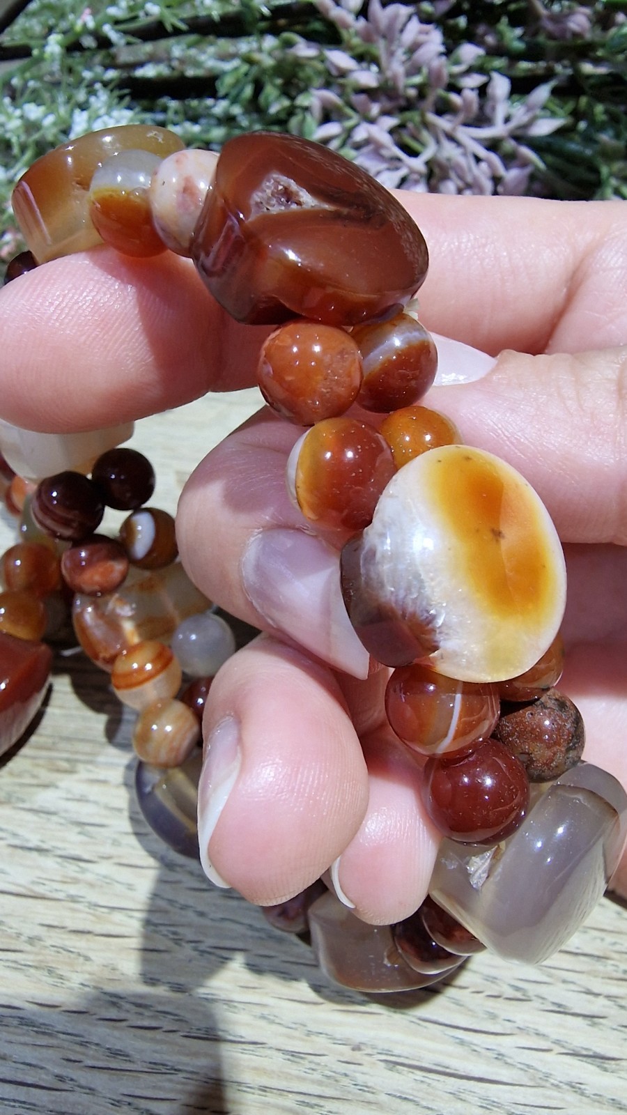 Carnelian Agate Crystal Soft Bangle Bracelet 18mm Elasticated