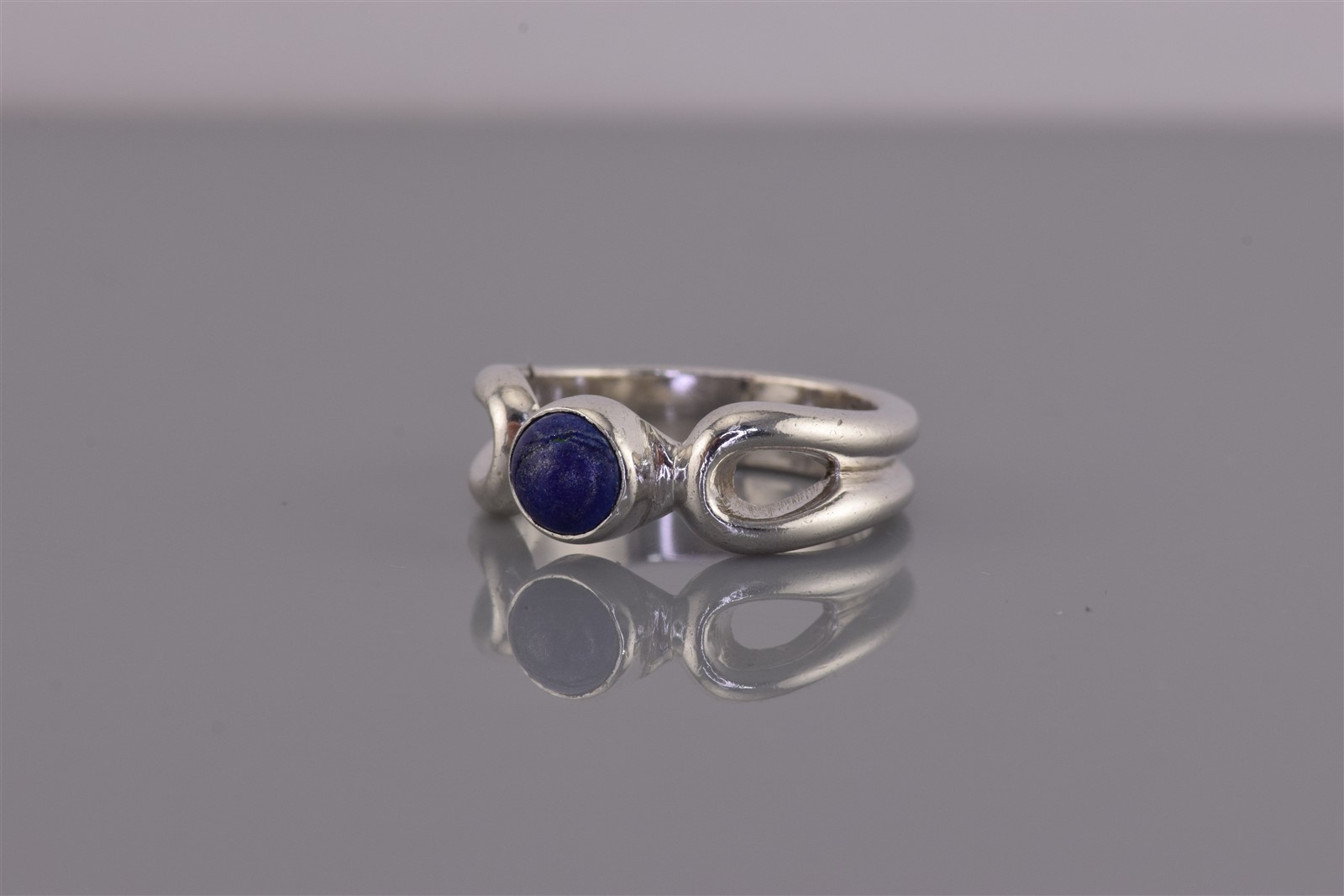 Premier Design Sterling Silver Blue Lapis Button Loop Solid Band Ring 925 Sz: 6