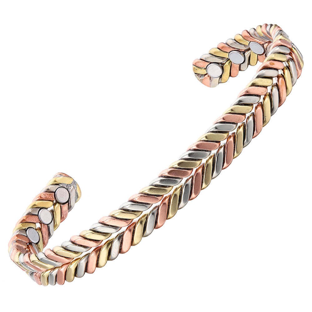 TriColor Solid Copper Magnetic Bracelet Arthritis Pain Relief New Balance Energy