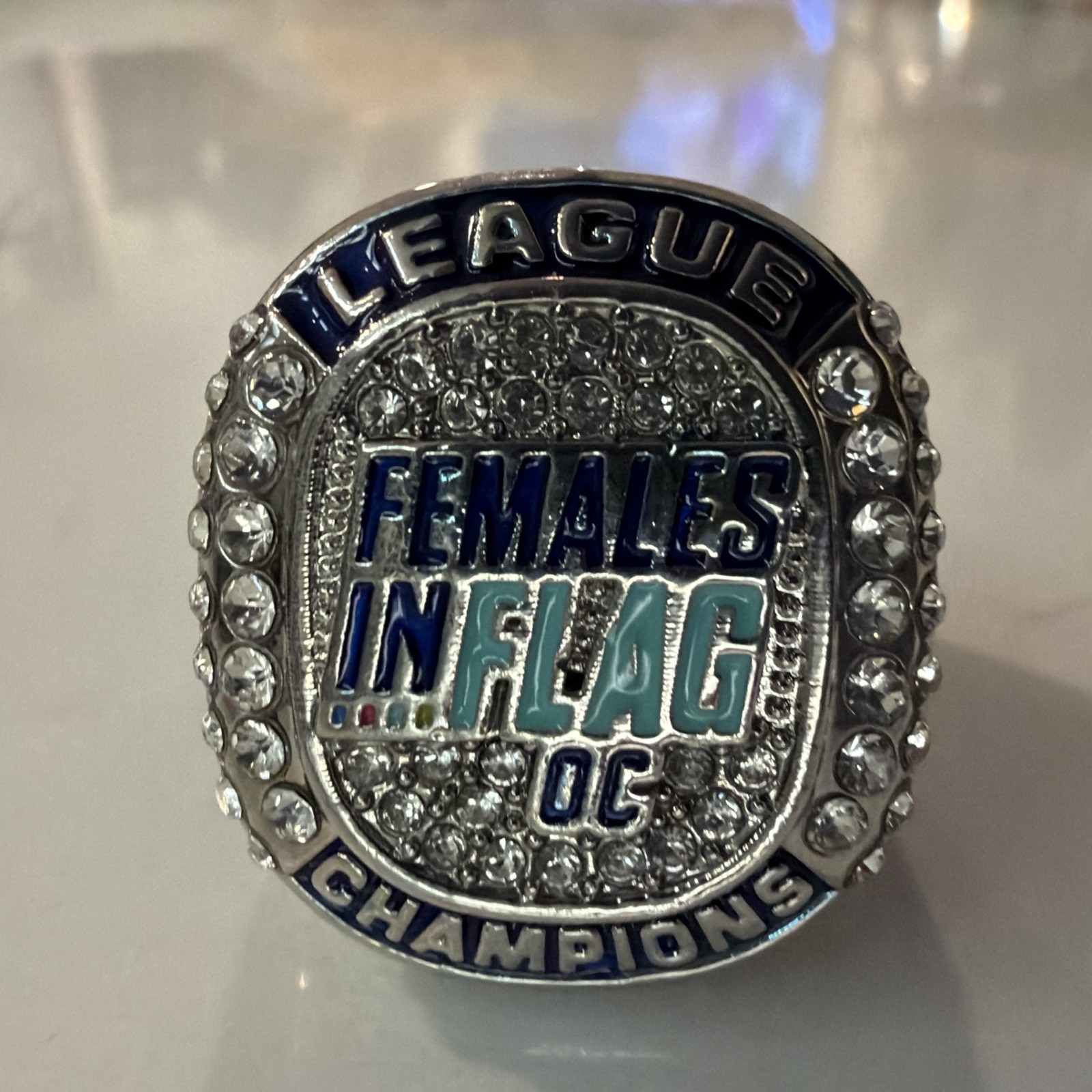 Girls’ Females In Flag Football League Championship Ring Size 10.5 US V UK