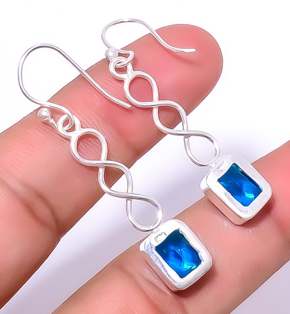 Tanzanite Gemstone 925 Silver Plated Spiral Earring 1.79″ T76