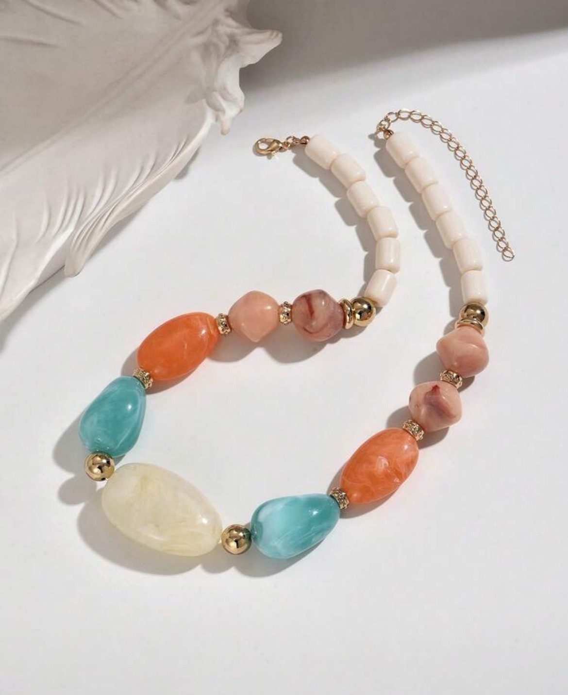 Resin Chain Link Multi Necklace Colorful Chunky Acrylic Statement Boho Retro NEW