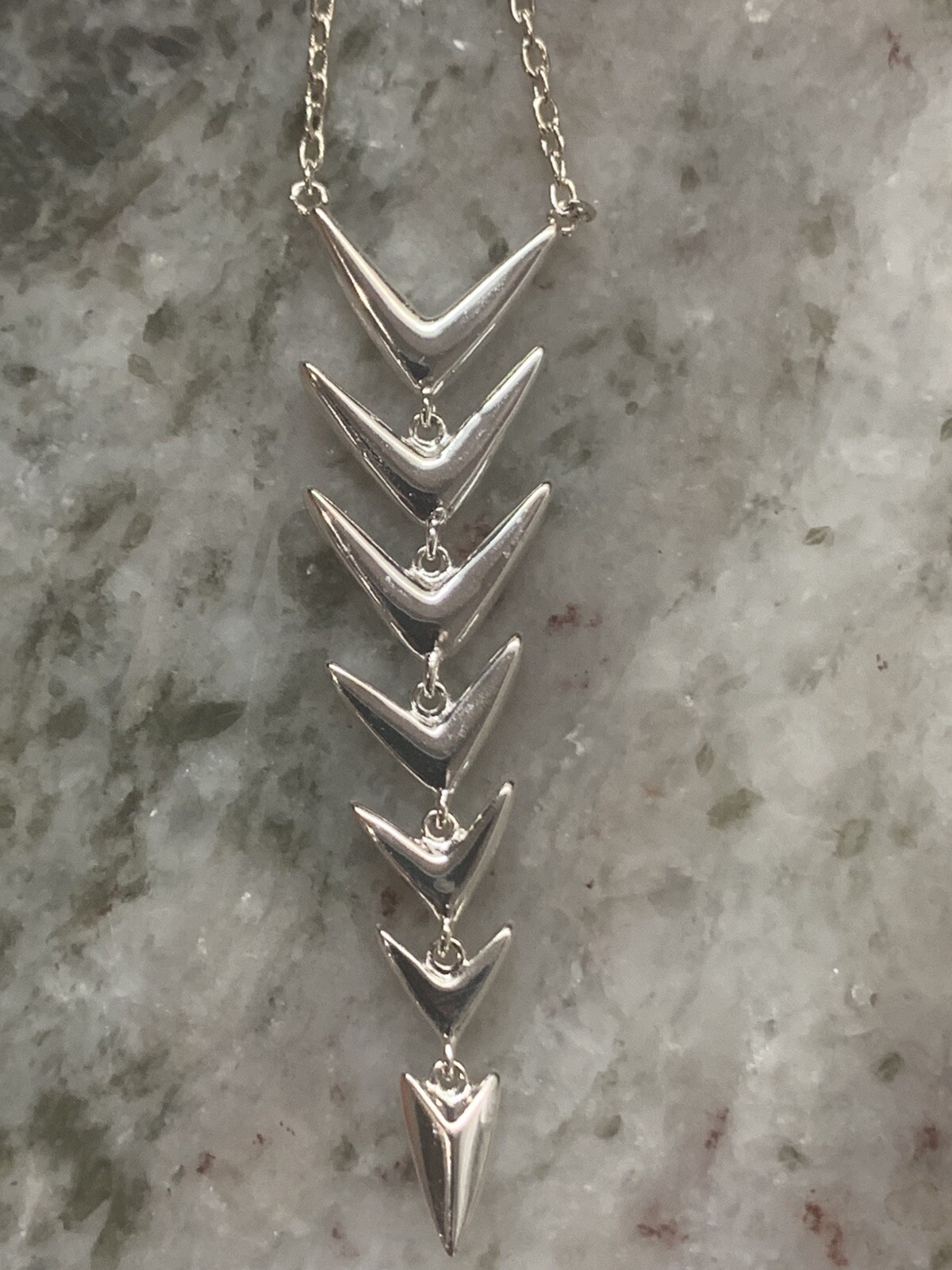 Stella & Dot Arrow Silver Tone Pavé Crystal Chain 22” Necklace Reversible R5