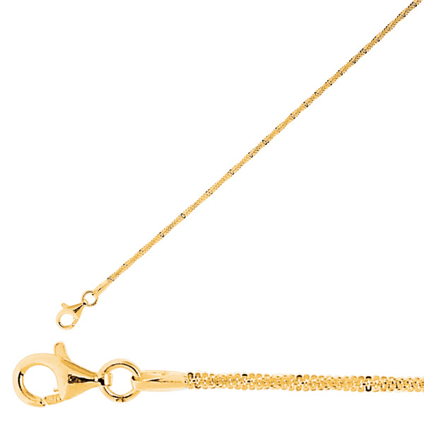 Technibond Sparkle Rock Chain Necklace 14K Yellow Gold Plated 925 Silver