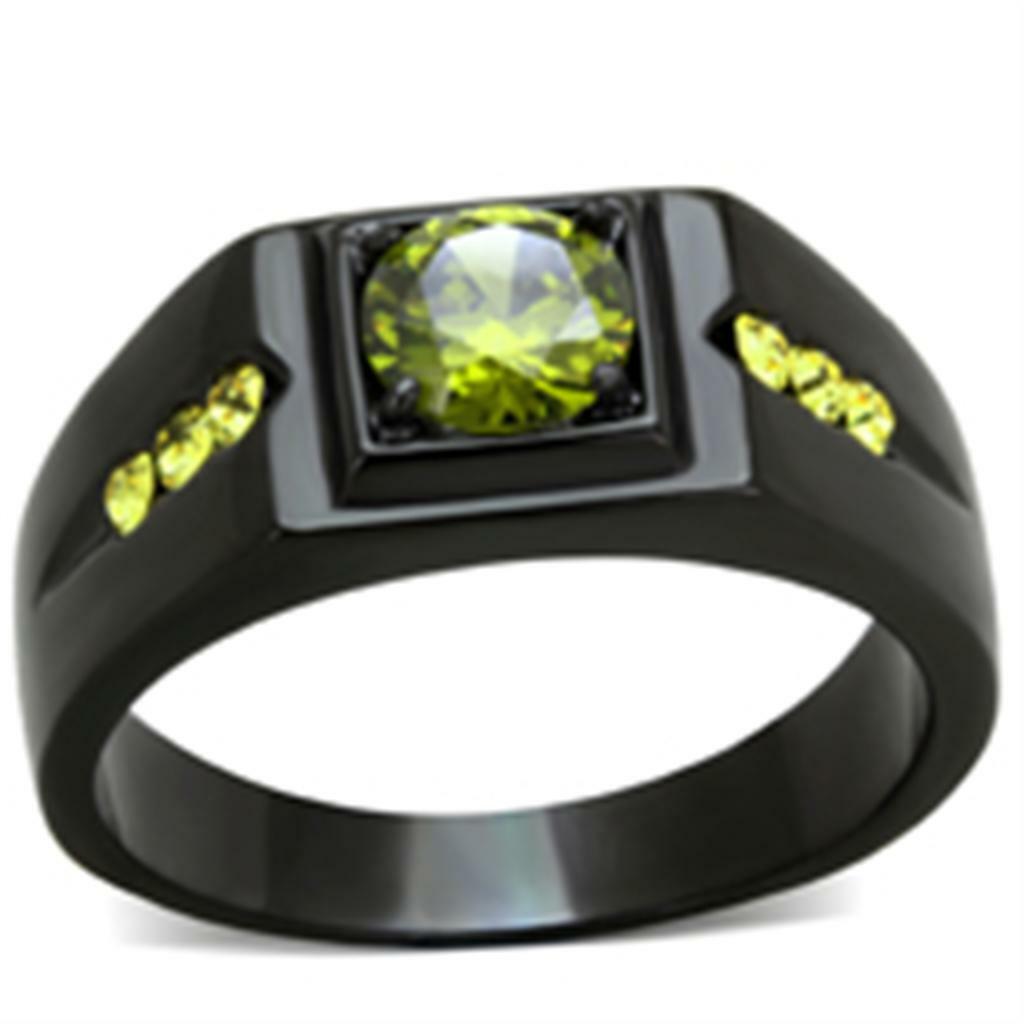TK1928 – IP Black(Ion Plating) Stainless Steel Ring with AAA Grade CZ in
