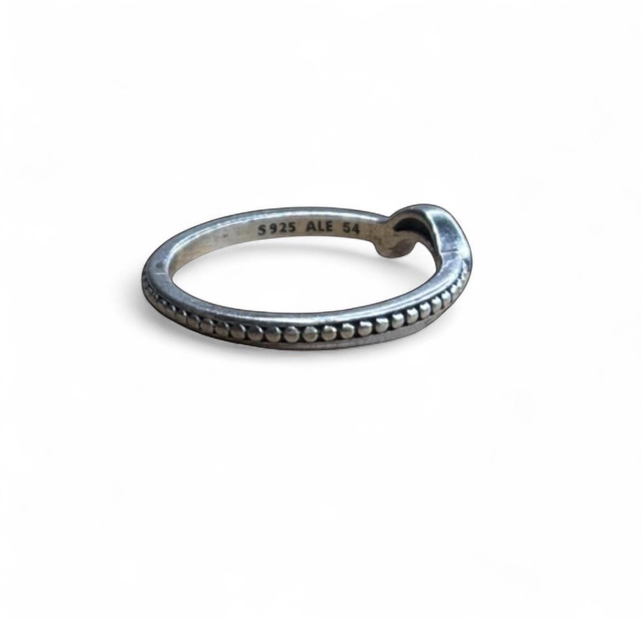 PANDORA 925 Sterling Silver Crescent Moon Pavé Cubic Zirconia Ring Size 7