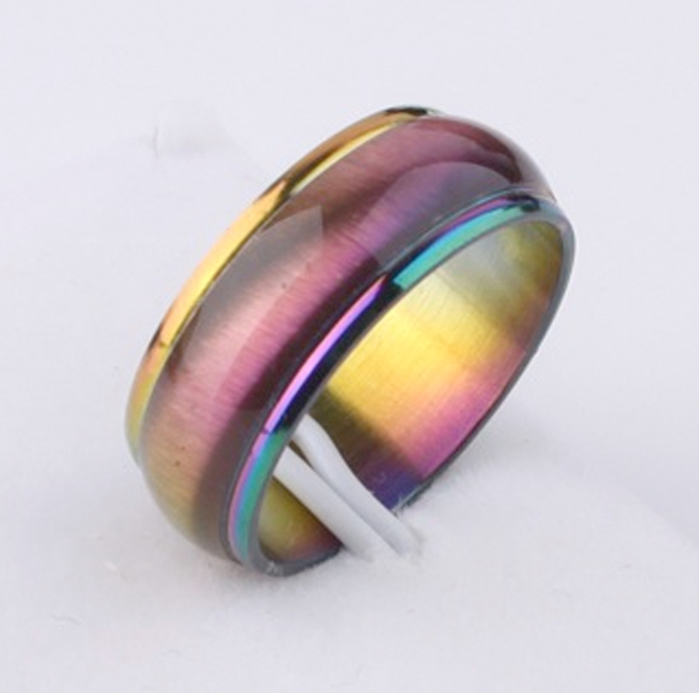 Pride Shack – Anodized Rainbow Beveled Ring – LGBT Lesbian Gay Pride Ring Steel