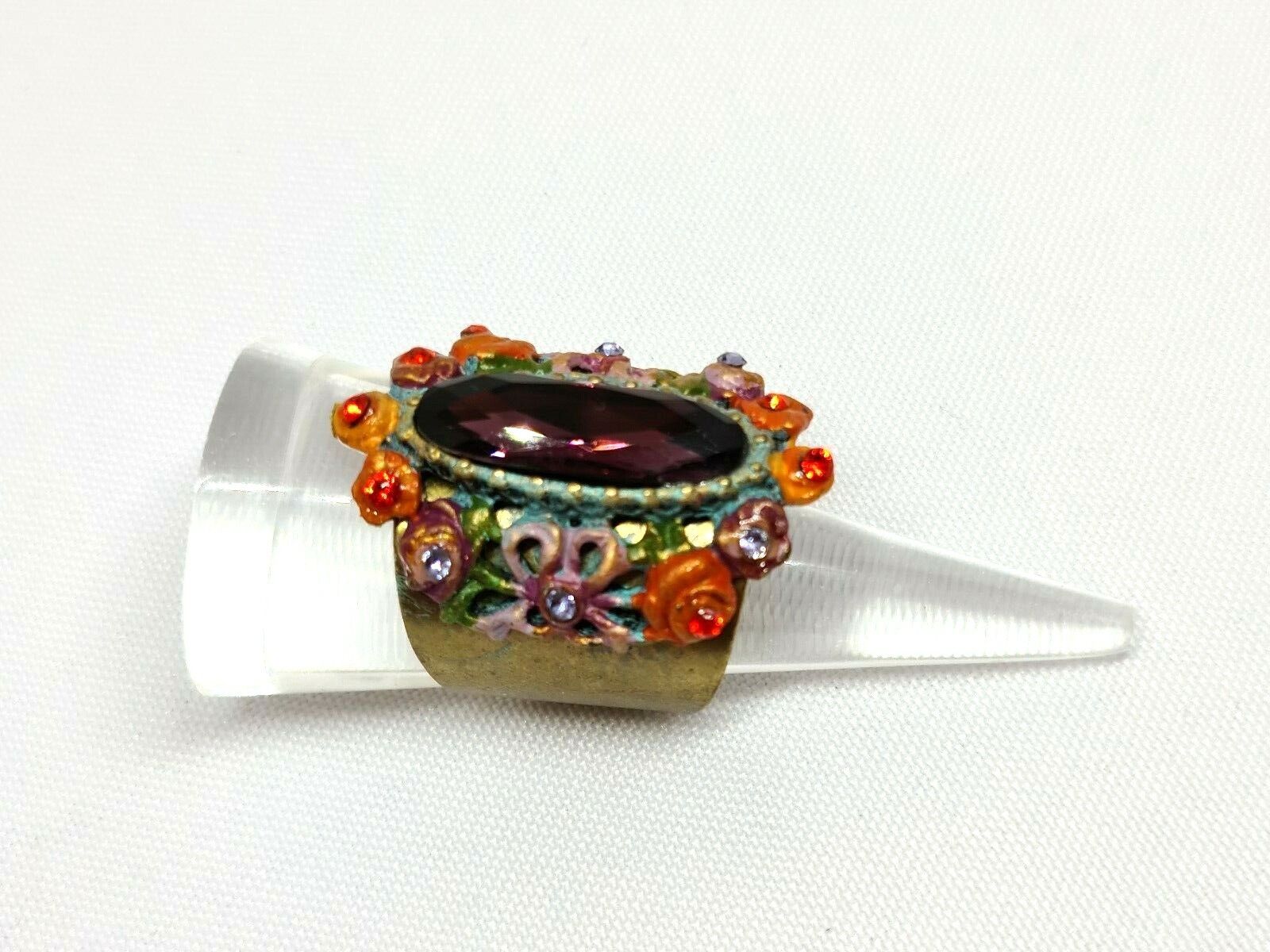 Lovey Large Ring Framed With Colorful Crystal Stones By Michal Negrin