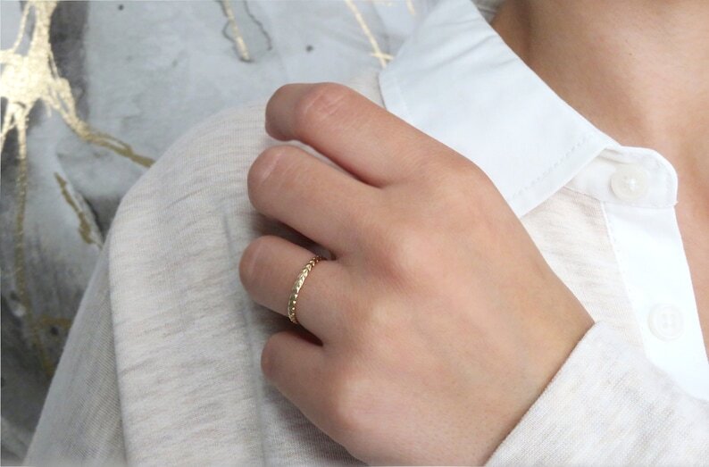 Gold Ring, Gold Pattern Ring, Textured Gold Ring,Gold Filled Ring, Stack Ring