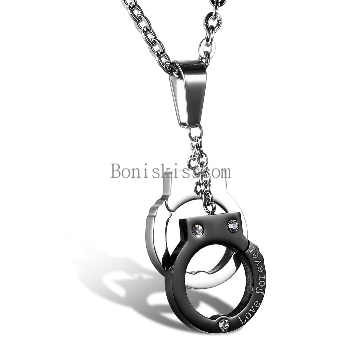 Stainless Steel ” Forever Love ” Handcuffs Pendant Valentine Lovers Necklace