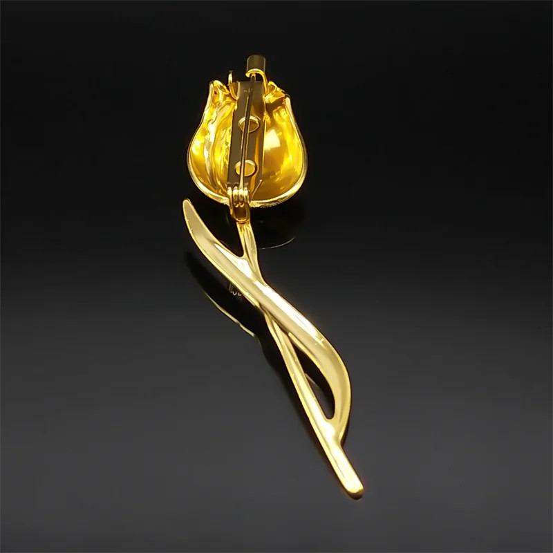 Enamel Rose Brooch Pin Jewelry Womens Gift