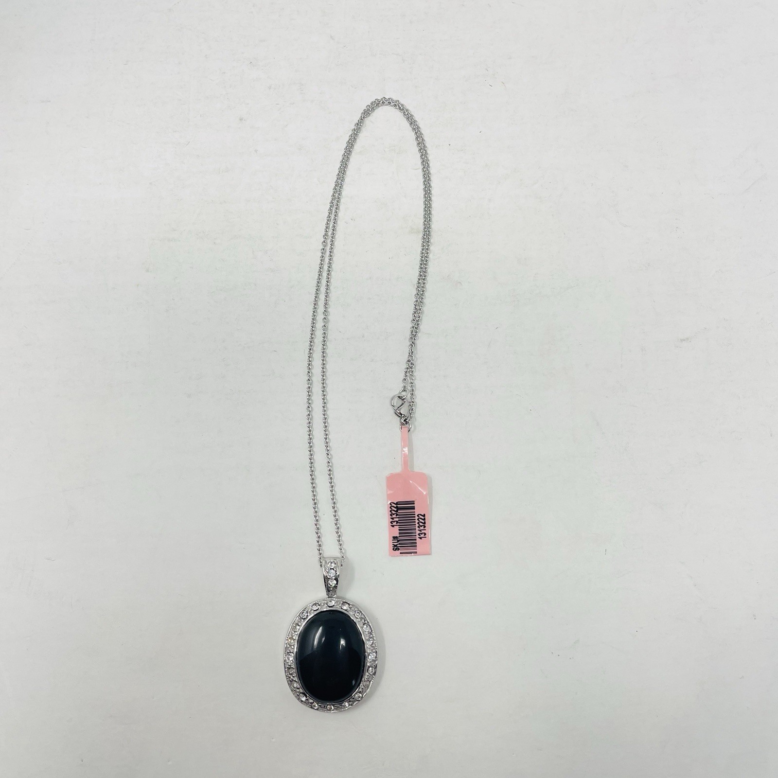 Shop LC Black Onyx/White Austrian Crystal Oval Pendant in Stainless Steel 5232
