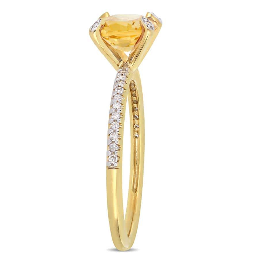 AMOUR 1 5/8 CT TGW Oval-cut Citrine and 1/10 CT TW Diamond Ring In 10K Yellow