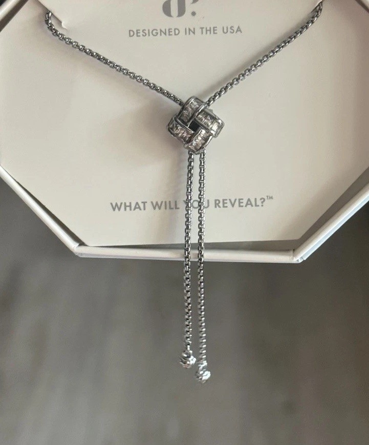 Bomb Party BP NEW OG NECKLACE-Baguette Braid Sparkle-Bolo-CZ on Hematite-NK14109