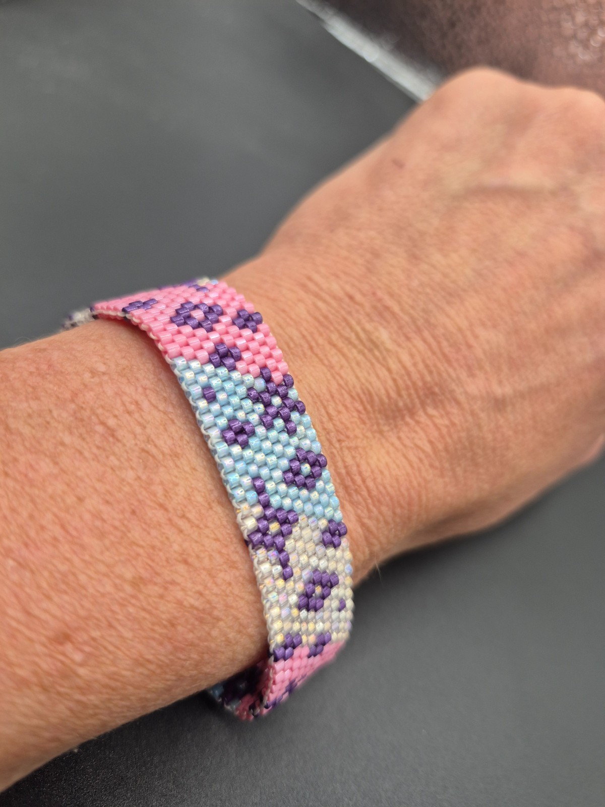 Charming Handmade Blue, Pink & Transparent Star and Snowflake Bead Bracelet